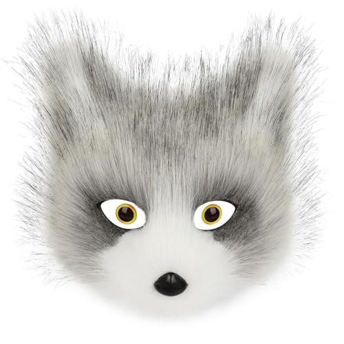 CEWIFO Tier-Masken Set – Plüsch Fuchs, Wolf & Katze Halbmaske für Halloween, Karneval, Cosplay & Maskerade (Grey) von CEWIFO