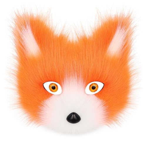 CEWIFO Tier-Masken Set – Plüsch Fuchs, Wolf & Katze Halbmaske für Halloween, Karneval, Cosplay & Maskerade (Orange1) von CEWIFO