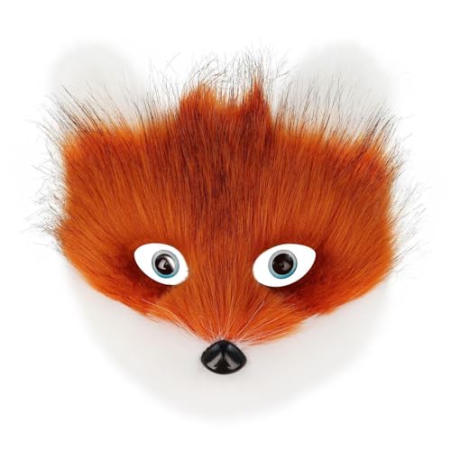 CEWIFO Tier-Masken Set – Plüsch Fuchs, Wolf & Katze Halbmaske für Halloween, Karneval, Cosplay & Maskerade (Orange2) von CEWIFO
