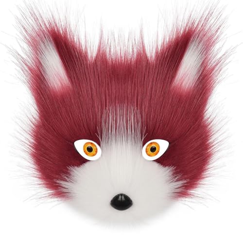 CEWIFO Tier-Masken Set – Plüsch Fuchs, Wolf & Katze Halbmaske für Halloween, Karneval, Cosplay & Maskerade (Wine) von CEWIFO