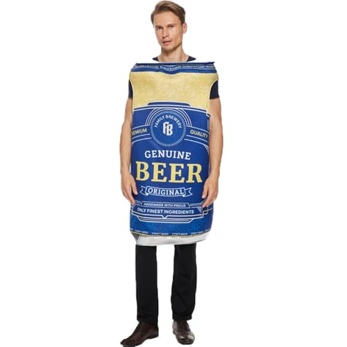 CEWIFO Unisex Bierflaschen-Kostüm für Erwachsene – Einheitsgröße, ideal für Oktoberfest, Halloween & Party-Anzüge (Blue, One Size) von CEWIFO