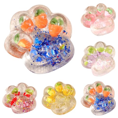 Riesige -Stress-Katzenpfote- – ultraweiches Silikon-Quetschspielzeug, simuliertes Zieh, 7x6.5cm (Mischfarben, 5) von CEWIFO
