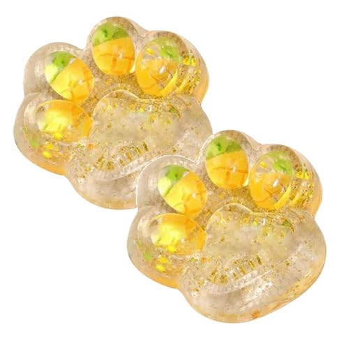Riesige -Stress-Katzenpfote- – ultraweiches Silikon-Quetschspielzeug, simuliertes Zieh, 7x6.5cm (Yellow, 2) von CEWIFO