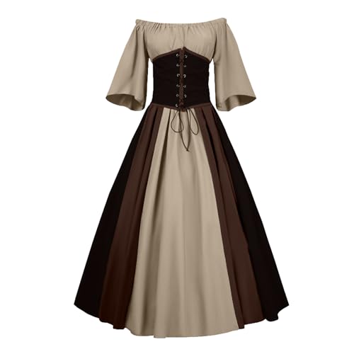 "Women's 2025 Medieval Dress – Gothic Costume, Perfect for Halloween, Carnival & Retro Themed Parties ﻿" (Brown, L) von CEWIFO