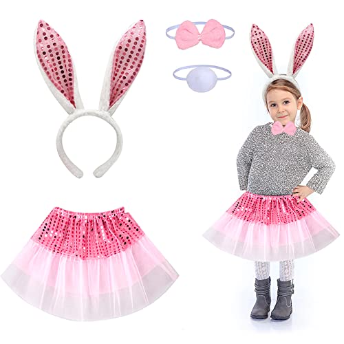 CEWROM 4-teiliges Ostern Hasenkostüm für Mädchen – Rosa Hasenohren Stirnband mit Fliege, Schwanz & Pailletten – Ideal für Ostern, Kindergeburtstag, Cosplay, Mädchen Kostüm Set CEWROM 4-teiliges Ostern Hasenkostüm für Mädchen – Rosa Hasenohren Stirnband mit Fliege, Schwanz & Pailletten – Ideal für Ostern, Kindergeburtstag, Cosplay, Mädchen Kostüm Set von CEWROM