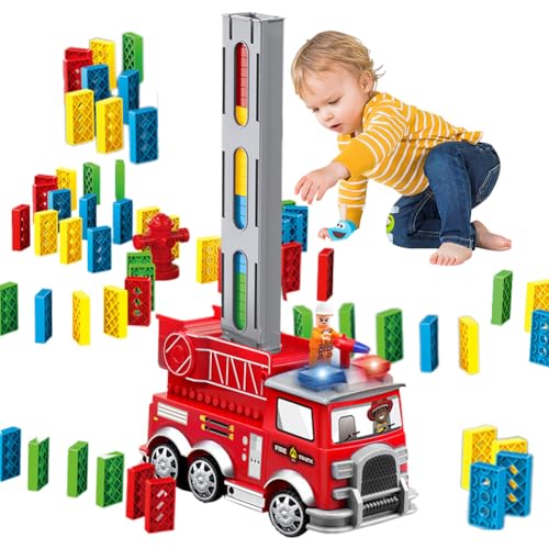 CEWROM Feuerwehrauto Spielzeug, Feuerwehr Spielzeug, Pädagogisches Spielzeug, 160 Stück Domino Spielzeug, Kinderbau und Stapelspielzeug für 3 4 5 6 7 Jahre alte Jungen und Mädchen CEWROM Feuerwehrauto Spielzeug, Feuerwehr Spielzeug, Pädagogisches Spielzeug, 160 Stück Domino Spielzeug, Kinderbau und Stapelspielzeug für 3 4 5 6 7 Jahre alte Jungen und Mädchen von CEWROM