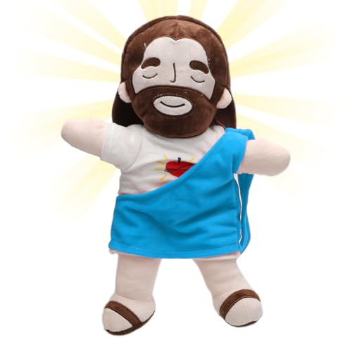 CEWROM Jesus Plüschtier mit Atembewegung und Musik, Atmender ausgestopfter Jesus, Schlummer Jesus Kuscheltier, Jesus Stofftier Plüsch, um eine warme Schlafumgebung zu schaffen (Grün) von CEWROM
