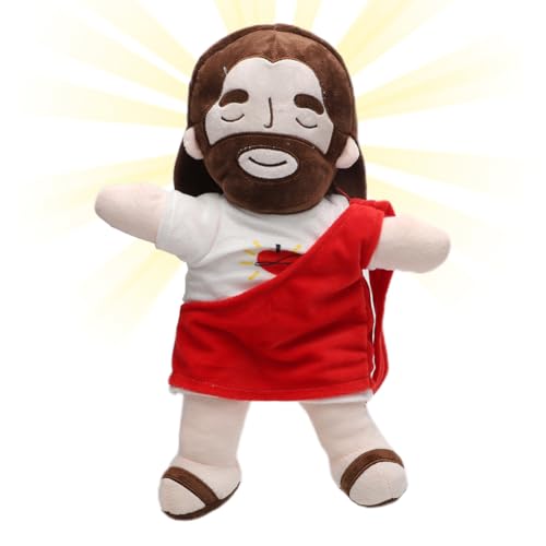 CEWROM Jesus Plüschtier mit Atembewegung und Musik, Atmender ausgestopfter Jesus, Schlummer Jesus Kuscheltier, Jesus Stofftier Plüsch, um eine warme Schlafumgebung zu schaffen (Rot) von CEWROM