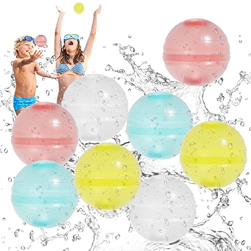 CEWROM 8 Stück Reusable Water Balloon, Nachhaltige Wasserbomben, Selbstschließend Mehrweg Silikon Magic Klein Wasserballons, Outdoor Den Pool Splashballs für Kinder Garten Strand Sommer Party von CEWROM