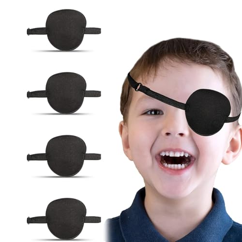 4 Stück Augenklappen, Medizinische Augenklappen Für Erwachsene Und Kinder, Bequeme Augenklappen Für Kinder, Linkes Rechtes Auge Die Erholungsphase Nach Operationen, Täglicher Gebrauch (Schwarz) von CEZKFH