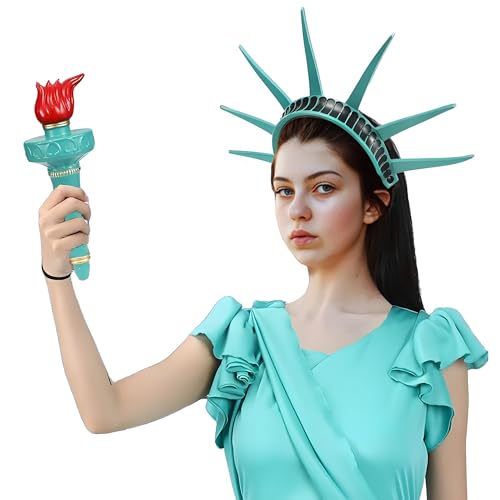 CFGPMM Freiheitsstatue Taschenlampe und Krone Stirnband, Lady Liberty Kostüm Zubehör für Frauen Unabhängigkeitstag Cosplay CFGPMM Freiheitsstatue Taschenlampe und Krone Stirnband, Lady Liberty Kostüm Zubehör für Frauen Unabhängigkeitstag Cosplay von CFGPMM