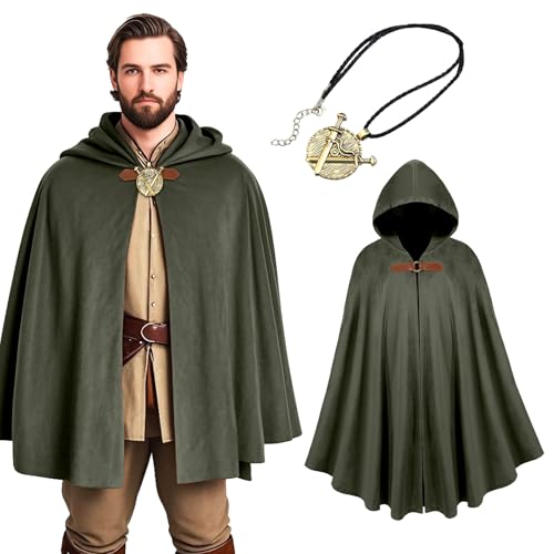 Mittelalterlicher Samt-Umhang mit Kapuze, Renaissance-Umhang mit Kapuze und Halskette, Vintage-Capelet, Halloween-Kostüm für Damen und Herren Mittelalterlicher Samt-Umhang mit Kapuze, Renaissance-Umhang mit Kapuze und Halskette, Vintage-Capelet, Halloween-Kostüm für Damen und Herren von CFGPMM