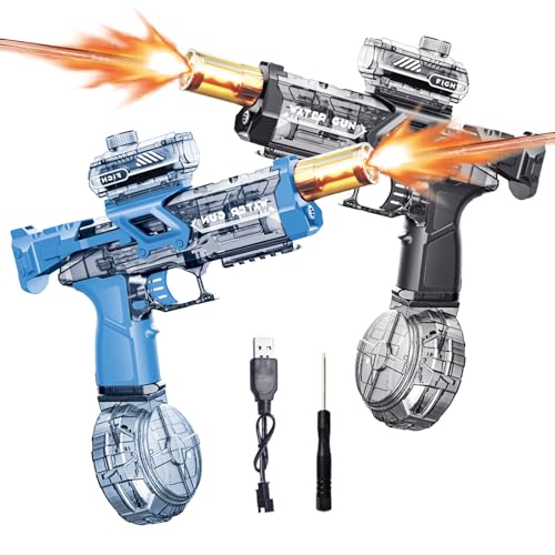 Wasserpistole Elektrisch für Kinder Erwachsene, Elektrische Wasserpistole mit Blitzeffekten und Recoil, 10m Reichweite, 480ML Kapazität, Automatische Wasserpistole (Blau+Schwarz) von CFITANK