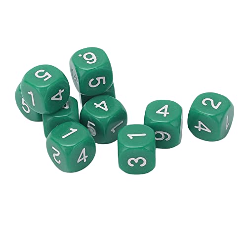 CFTGIW 20pcs 6 Seiten Number Dice Round Eck Design Plastikwürfel Set Brettspiel -Lehrwerkzeuge Grüne 6 Würfel -Seiten für Boardnummer Diceround Eck DICE6 Side Diceplastic Geeignet (Green) von CFTGIW