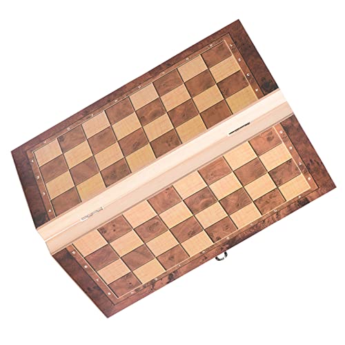 CFTGIW 3in1 Tragbares Holzschachbrett Klappbrett Schachspiel für Partyfamilienaktivitäten Holzschach -Set Schachbrettfalte Holzschach -Schachbrettspiel Tragbar (29 * 29 cm) von CFTGIW