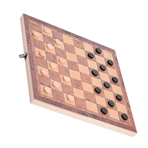 CFTGIW 3in1 Tragbares Holzschachbrett Klappbrett Schachspiel für Partyfamilienaktivitäten Holzschach -Set Schachbrettfalte Holzschach -Schachbrettspiel Tragbar (34 * 34 cm) von CFTGIW