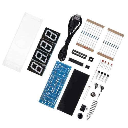 CFTGIW 4-stellige DIY Digital LED Clock KIT Auto Anzeigezeit Temperatur Elektronische DIY KIT Takt-Weiß-KIT-Elektronik Zur Installation EA ELECTONISCHE Clock4-Digit Digital LED (Green) von CFTGIW