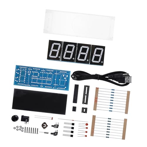 CFTGIW 4-stellige DIY Digital LED Clock KIT Auto Anzeigezeit Temperatur Elektronische DIY KIT Takt-Weiß-KIT-Elektronik Zur Installation EA ELECTONISCHE Clock4-Digit Digital LED (Rot) von CFTGIW