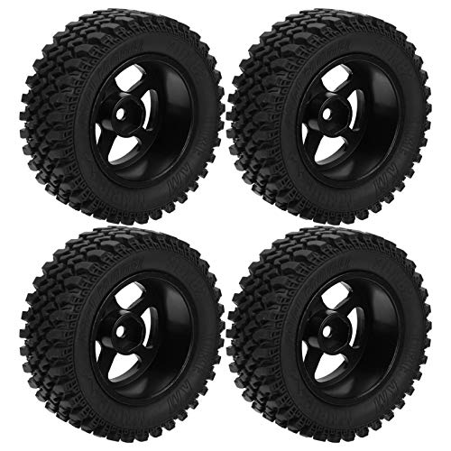 CFTGIW 4pcs Fernbedienung Metallrad -Hub -Gummi Reifen Ersatz für MN86 1/12 RC Carblue N Leicht Ersetzen und RC Reifensrc Tyre Ersatzrc Metall Hub Reifen1/12 Auto Reifensrc (Black) von CFTGIW