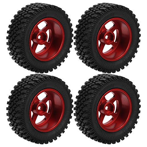CFTGIW 4pcs Fernbedienung Metallrad -Hub -Gummi Reifen Ersatz für MN86 1/12 RC Carblue N Leicht Ersetzen und RC Reifensrc Tyre Ersatzrc Metall Hub Reifen1/12 Auto Reifensrc (Rot) von CFTGIW