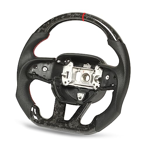 CFTGIW Forged Trockenfasern Lenkrad Perforatiertes Lederersatz für Hellcat 2015–2022 Autolenker Lenkrampflenker Lenkung Faserlenker Lenkung von CFTGIW