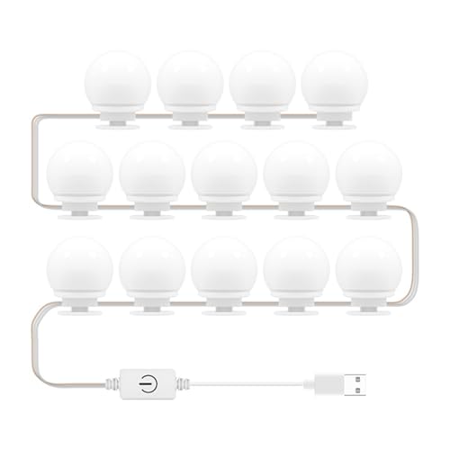 CFTGIW Spiegel Frontlichter Nachfüll Make -up Spiegelbirne -Color Dimming USB Touch Switch Drücken (14 Lampen) von CFTGIW