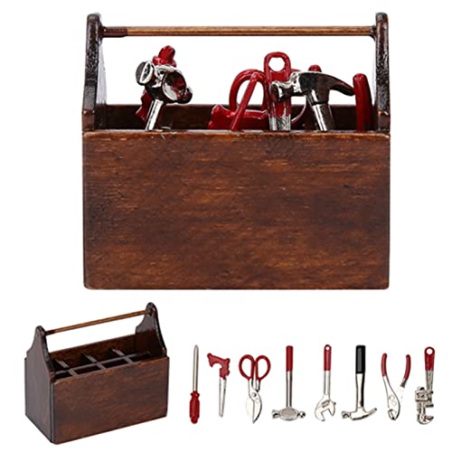 Miniatur-Werkzeugkasten, Holz-Werkzeugkasten, Modell für 1 Arance, 12 Puppenhaus-Zubehör. Umweltfreundliches und Ungiftiges Material, Harmlos von CFTGIW