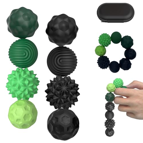 8 Stück Magnetische Fidget Toys Stressball, Magnetkugeln Stressball Silikon Sensorik Spielzeug, Magnetische Kugeln, Anti-Stress-Angstspielzeug Für Erwachsene Und Kinder (Schwarz + Grün) von CFYYFC