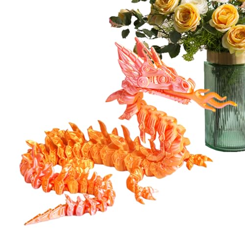 CGACCSD Drache aus dem 3D-Drucker | Zappelspielzeug Tier Als Schreibtisch Deko,Feuer Drache Sensorik Spielzeug Flexible Sammelfiguren für Schreibtisch Bücherregal Raumdekoration von CGACCSD