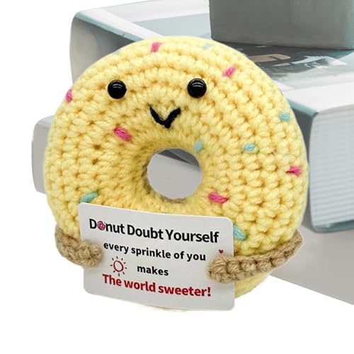 CGACCSD Häkeln - Gestrickter Donut,Plüsch Spielzeug Inspirierendes Sammlerstück Mit Karte Für Frauen Lehrer Freunde Kollegen Geschenkidee von CGACCSD