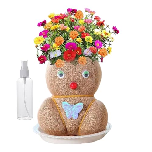 CGACCSD Wachstum der Graskopfpuppe, Graspuppe,Mini -Grashead -Haare Wachsen Spielzeug - Bildungsvorräte mit Tabletts und Sprühflaschen, um Kinder zu kultivieren, die die Fähigkeit zur Gartendekoration von CGACCSD