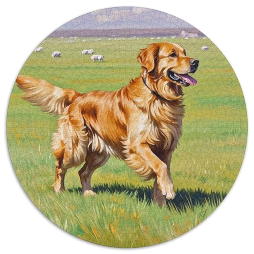 Hund 1000 Teiliges Rundpuzzle Puzzle Für Hobby-Puzzler Hund | Hochwertiges Puzzle-Set | Kreatives Freizeitvergnügen | 1000pcs (67.5x67.5cm) von CGANBKEPR