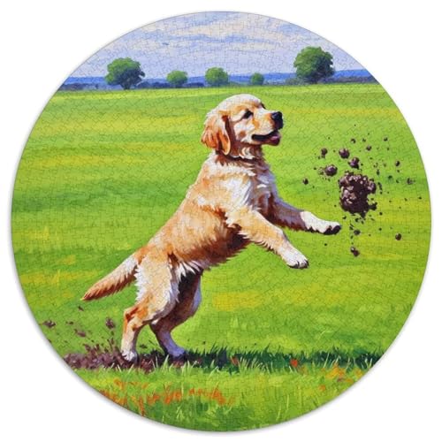 Hund 1000 Teiliges Rundpuzzle Puzzle Für Hobby-Puzzler | Lieblings-Aktivität Zu Hausee | Kreatives Freizeitvergnügen | 1000pcs (67.5x67.5cm) von CGANBKEPR