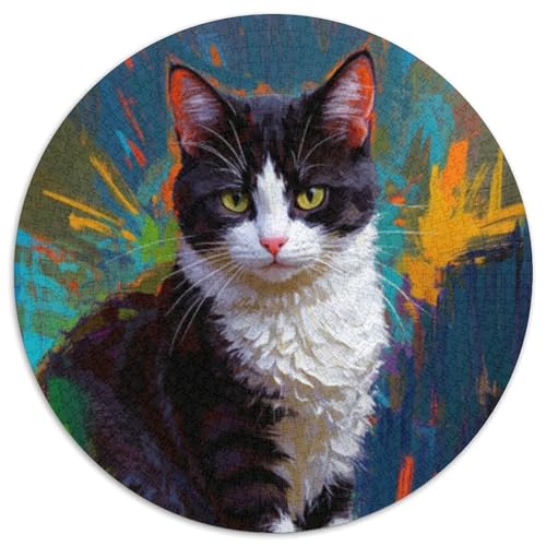 Katze 1000 Teiliges Rundpuzzle Für Jugendliche | Konzentrationsübung | Kreatives Freizeitvergnügen | 1000pcs (67.5x67.5cm) von CGANBKEPR