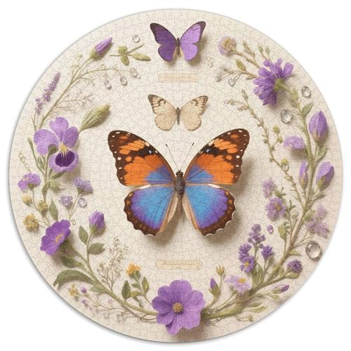 Schmetterling 1000 Teiliges Rundpuzzle Für Erwachsene Und Kinder Animal | Lieblings-Aktivität Zu Hausee | Kreatives Vergnügen | 1000pcs (67.5x67.5cm) von CGANBKEPR
