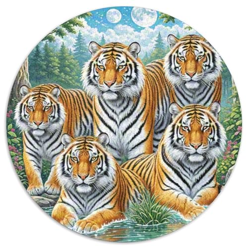 Tiger 1000 Teiliges Rundpuzzle Für Jugendliche | Intelligenz-Training | Kreatives Freizeitvergnügen | 1000pcs (67.5x67.5cm) von CGANBKEPR