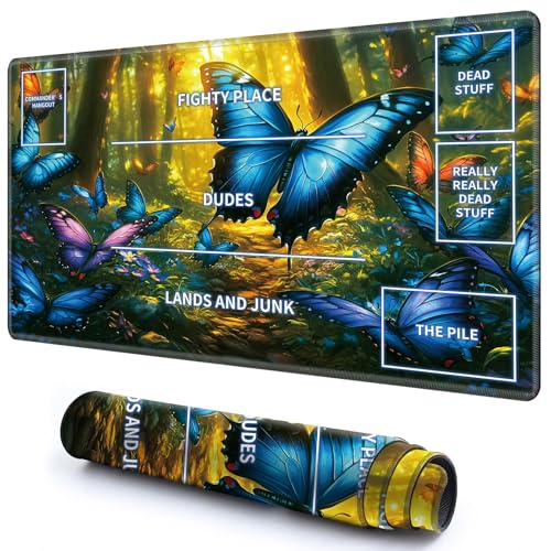 Cute Playmat with Zones -1 for MTG Card Game Playing 59.9 cmx34.8 cm Non-Slip Desk Mat with Smooth Surface and Stitched Edge for TCG Card Board Games Accessory - Blue Butterflies and Forest Cute Playmat with Zones -1 for MTG Card Game Playing 59.9 cmx34.8 cm Non-Slip Desk Mat with Smooth Surface and Stitched Edge for TCG Card Board Games Accessory - Blue Butterflies and Forest von CGFGHHUY