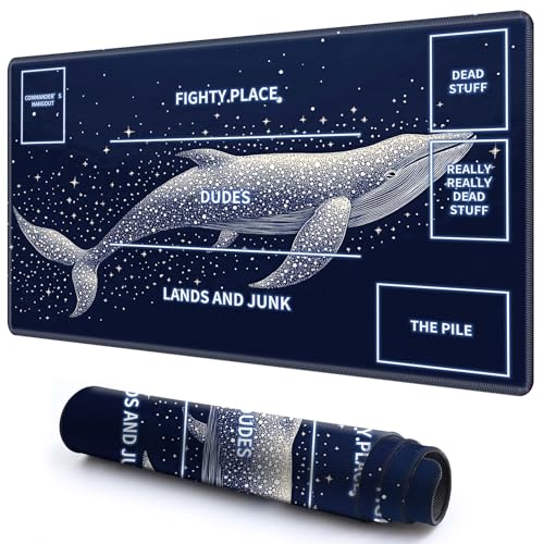 Cute Playmat with Zones -1 for MTG Card Game Playing 59.9 cmx34.8 cm Non-Slip Desk Mat with Smooth Surface and Stitched Edge for TCG Card Board Games Accessory - Blue Galaxy Whale von CGFGHHUY