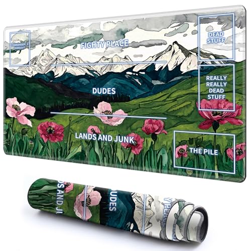 Cute Playmat with Zones -1 for MTG Card Game Playing 59.9 cmx34.8 cm Non-Slip Desk Mat with Smooth Surface and Stitched Edge for TCG Card Board Games Accessory - Pink Flowers Mountain Cute Playmat with Zones -1 for MTG Card Game Playing 59.9 cmx34.8 cm Non-Slip Desk Mat with Smooth Surface and Stitched Edge for TCG Card Board Games Accessory - Pink Flowers Mountain von CGFGHHUY