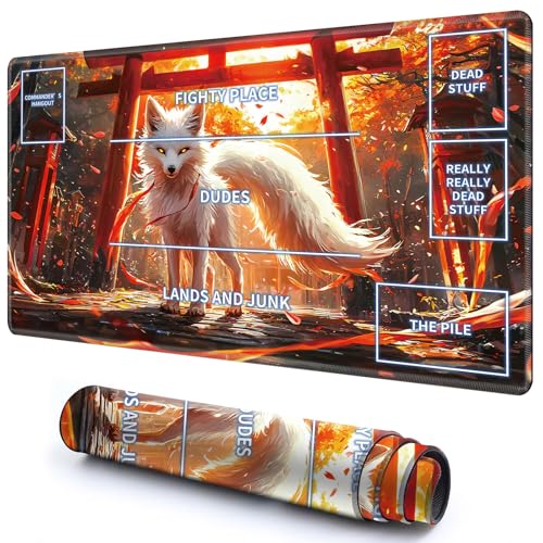 Cute Playmat with Zones -1 for MTG Card Game Playing 59.9 cmx34.8 cm Non-Slip Desk Mat with Smooth Surface and Stitched Edge for TCG Card Board Games Accessory - White Fox Cute Playmat with Zones -1 for MTG Card Game Playing 59.9 cmx34.8 cm Non-Slip Desk Mat with Smooth Surface and Stitched Edge for TCG Card Board Games Accessory - White Fox von CGFGHHUY