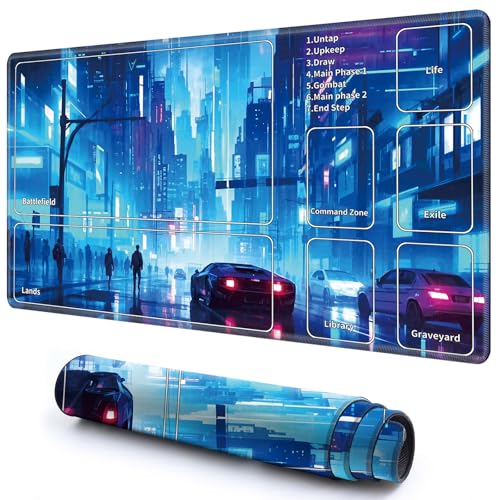 Cute Playmat with Zones -2 for MTG Card Game Playing 59.9 cmx34.8 cm Non-Slip Desk Mat with Smooth Surface and Stitched Edge for TCG Card Board Games Accessory - Blue City Cute Playmat with Zones -2 for MTG Card Game Playing 59.9 cmx34.8 cm Non-Slip Desk Mat with Smooth Surface and Stitched Edge for TCG Card Board Games Accessory - Blue City von CGFGHHUY