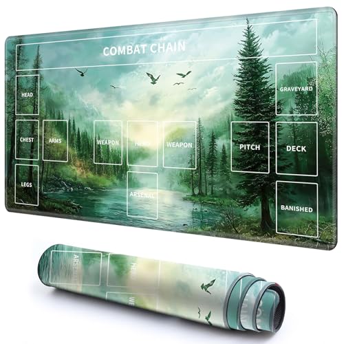 Cute Playmat with Zones -3 for MTG Card Game Playing 69.8 cm x 39.9 cm Non-Slip Desk Mat with Smooth Surface and Stitched Edge for TCG Card Board Games Accessory - Green Forest Cute Playmat with Zones -3 for MTG Card Game Playing 69.8 cm x 39.9 cm Non-Slip Desk Mat with Smooth Surface and Stitched Edge for TCG Card Board Games Accessory - Green Forest von CGFGHHUY