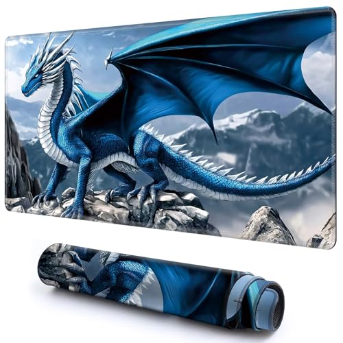 Niedliche Spielmatte für MTG-Kartenspiel, 59,9 x 34,8 cm, rutschfeste Schreibtischunterlage mit glatter Oberfläche und genähtem Rand, für TCG-Karte, Brettspiele, Zubehör, Blauer Drachenberg Niedliche Spielmatte für MTG-Kartenspiel, 59,9 x 34,8 cm, rutschfeste Schreibtischunterlage mit glatter Oberfläche und genähtem Rand, für TCG-Karte, Brettspiele, Zubehör, Blauer Drachenberg von CGFGHHUY