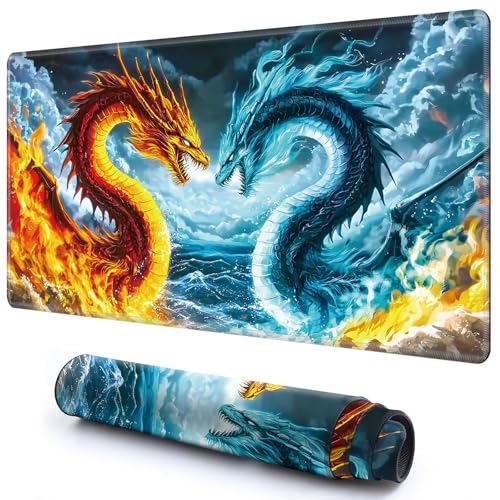 Niedliche Spielmatte für MTG-Kartenspiel, 59,9 x 34,8 cm, rutschfeste Schreibtischunterlage mit glatter Oberfläche und genähtem Rand, für TCG-Karte, Brettspiele, Zubehör, Feuer und Eisdrache Niedliche Spielmatte für MTG-Kartenspiel, 59,9 x 34,8 cm, rutschfeste Schreibtischunterlage mit glatter Oberfläche und genähtem Rand, für TCG-Karte, Brettspiele, Zubehör, Feuer und Eisdrache von CGFGHHUY