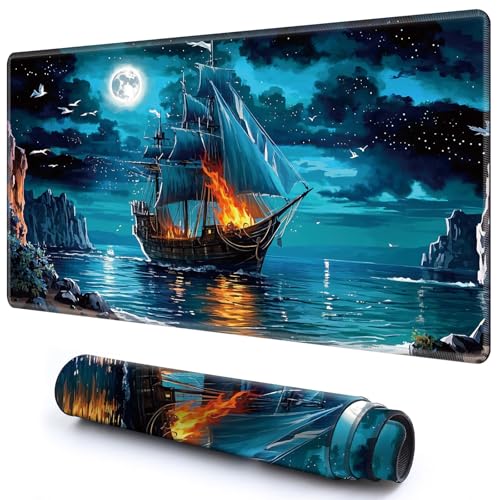 Niedliche Spielmatte für MTG-Kartenspiel, 59,9 x 34,8 cm, rutschfeste Schreibtischunterlage mit glatter Oberfläche und genähtem Rand, für TCG-Karte, Brettspiele, Zubehör, Mondschiff, blaue Galaxie Niedliche Spielmatte für MTG-Kartenspiel, 59,9 x 34,8 cm, rutschfeste Schreibtischunterlage mit glatter Oberfläche und genähtem Rand, für TCG-Karte, Brettspiele, Zubehör, Mondschiff, blaue Galaxie von CGFGHHUY