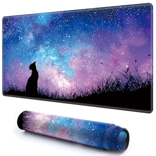 Niedliche Spielmatte für MTG-Kartenspiel, 59,9 x 34,8 cm, rutschfeste Schreibtischunterlage mit glatter Oberfläche und genähtem Rand, für TCG-Karte, Brettspiele, Zubehör, Schwarze Katze auf Galaxie Niedliche Spielmatte für MTG-Kartenspiel, 59,9 x 34,8 cm, rutschfeste Schreibtischunterlage mit glatter Oberfläche und genähtem Rand, für TCG-Karte, Brettspiele, Zubehör, Schwarze Katze auf Galaxie von CGFGHHUY