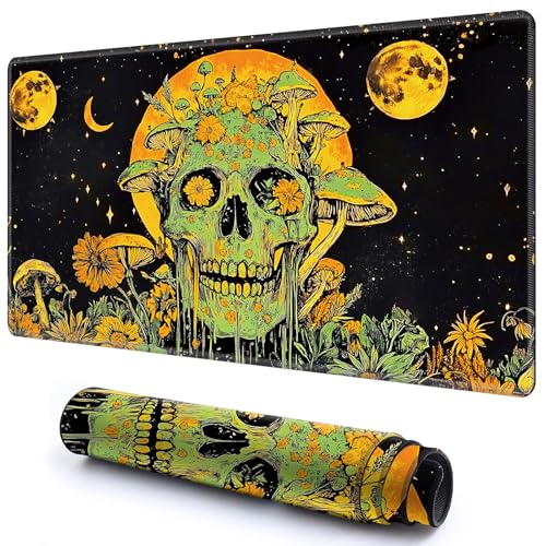 Niedliche Spielmatte für MTG-Kartenspiel, 59,9 x 34,8 cm, rutschfeste Schreibtischunterlage mit glatter Oberfläche und genähtem Rand für TCG-Karte, Brettspiele, Zubehör, Sonnenblumen-Schädel, Mond Niedliche Spielmatte für MTG-Kartenspiel, 59,9 x 34,8 cm, rutschfeste Schreibtischunterlage mit glatter Oberfläche und genähtem Rand für TCG-Karte, Brettspiele, Zubehör, Sonnenblumen-Schädel, Mond von CGFGHHUY