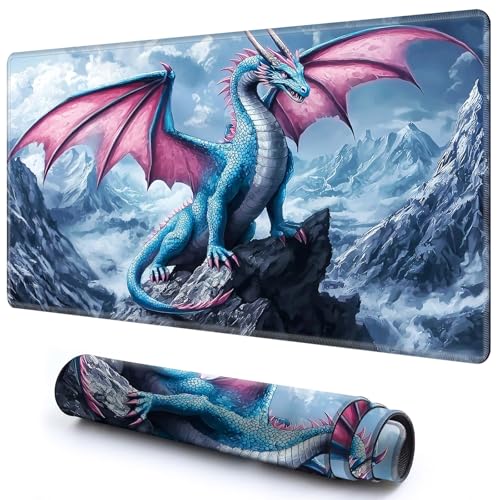 Niedliche Spielmatte für MTG-Kartenspiel, 59,9 x 34,8 cm, rutschfeste Schreibtischunterlage mit glatter Oberfläche und genähtem Rand für TCG-Karten-Brettspiele, Zubehör, Bergblauer Drache Niedliche Spielmatte für MTG-Kartenspiel, 59,9 x 34,8 cm, rutschfeste Schreibtischunterlage mit glatter Oberfläche und genähtem Rand für TCG-Karten-Brettspiele, Zubehör, Bergblauer Drache von CGFGHHUY