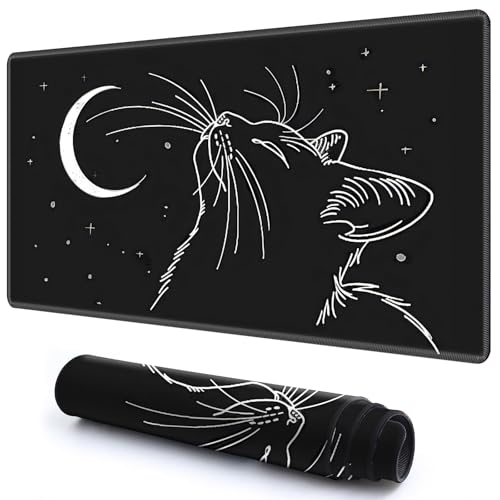 Niedliche Spielmatte für MTG-Kartenspiel, 59,9 x 34,8 cm, rutschfeste Schreibtischunterlage mit glatter Oberfläche und genähtem Rand für TCG-Karten-Brettspiele, Zubehör, Katze und Mond Niedliche Spielmatte für MTG-Kartenspiel, 59,9 x 34,8 cm, rutschfeste Schreibtischunterlage mit glatter Oberfläche und genähtem Rand für TCG-Karten-Brettspiele, Zubehör, Katze und Mond von CGFGHHUY