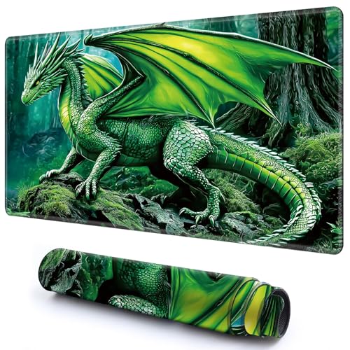 Niedliche Spielmatte für MTG-Kartenspiel, 59,9 x 34,8 cm, rutschfeste Schreibtischunterlage mit glatter Oberfläche und genähtem Rand für TCG-Karten-Spiele-Zubehör, Grüner Walddrache Niedliche Spielmatte für MTG-Kartenspiel, 59,9 x 34,8 cm, rutschfeste Schreibtischunterlage mit glatter Oberfläche und genähtem Rand für TCG-Karten-Spiele-Zubehör, Grüner Walddrache von CGFGHHUY